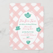 ピンクテお洒落アパーティー誕生日 招待状 (正面/裏面)