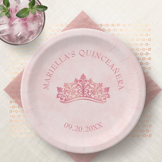 ピンクティアラクラウンエレガントキンセアニェラ ペーパープレート