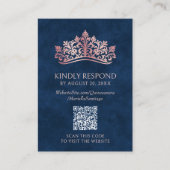 ピンクティアラクラウンキンセアニェラQR RSVP エンクロージャーカード (正面)