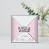 ピンクティアラクラシーホワイトSweet sixteenパーティー 招待状 (スタンド正面)