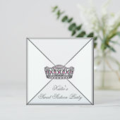 ピンクティアラクラシーホワイトSweet sixteenパーティー 招待状 (スタンド正面)