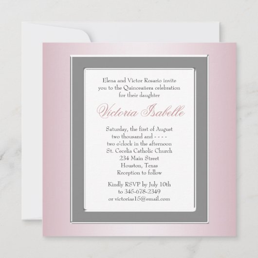 ピンクティアラピンク写真キンセアニェラ 招待状 (裏面)