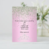 ピンクティアラプリンセス誕生日パーティーRSVPクリスタル 出欠カード (スタンド正面)