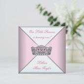 ピンクティアラリトルプリンセスファーストバースデーパーティー 招待状 (スタンド正面)