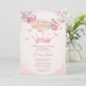 ピンクティアラヴィンテージプリンセスベビーシャワー 招待状 (スタンド正面)