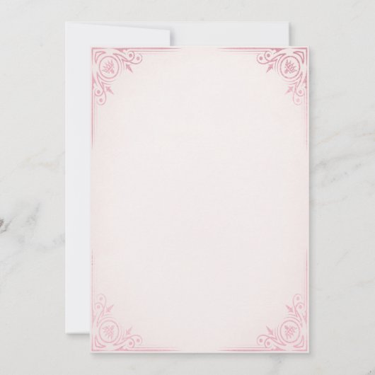 ピンクティアラヴィンテージプリンセスベビーシャワー 招待状 (裏面)