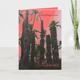 ピンクティキテーマハワイアン熱帯グリーティングカード カード