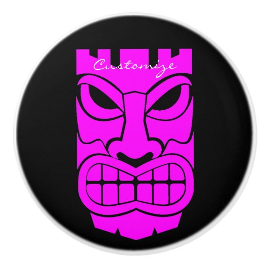 ピンクティキ彫刻サンダーコーブ セラミックノブ (正面)