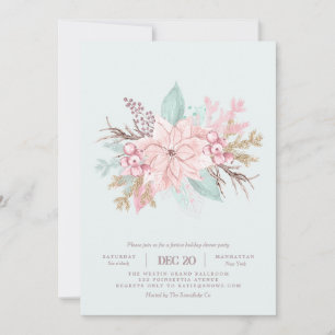 ピンクティスザシーズンミントホリデーディナー招待状 招待状