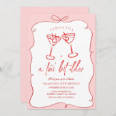 ピンクティニビット古いさくらんぼ大人の誕生日パーティー 招待状 (正面/裏面)