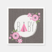 ピンクティピベビーシャワーペーパーナプキン