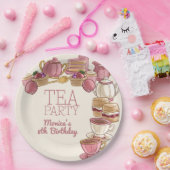 ピンクティーガール誕生日パーティー ペーパープレート (パーティー)