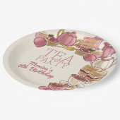 ピンクティーガール誕生日パーティー ペーパープレート (アングル)