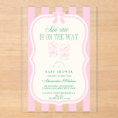 ピンクティーニ1は赤ちゃんシャワーの途中にある アクリル招待状 (正面)