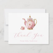 ピンクティーパーティーお礼ノートカード サンキューカード (正面)