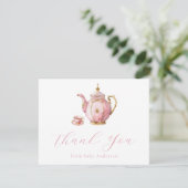 ピンクティーパーティーお礼ノートカード サンキューカード (スタンド正面)