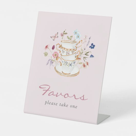 ピンクティーパーティーがペデスタルサインを引き立てる 台座サイン (正面)