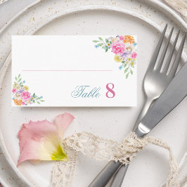 ピンクティーパーティーガーデンフローラフラットサマー結婚ズ プレイスカード