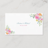 ピンクティーパーティーガーデンフローラフラットサマー結婚ズ プレイスカード (裏面)