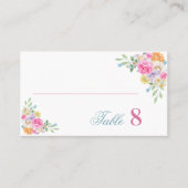 ピンクティーパーティーガーデンフローラフラットサマー結婚ズ プレイスカード (正面)