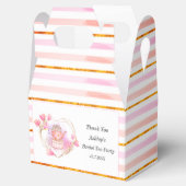 ピンクティーパーティーストライプ金ゴールドフローラ特典ボックス フェイバーボックス (オープン)