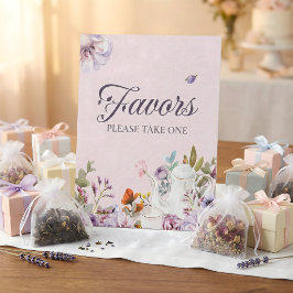 ピンクティーパーティーテーマブライダルシャワーの好意 台座サイン