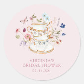 ピンクティーパーティーブライダルシャワーシール ラウンドシール (正面)