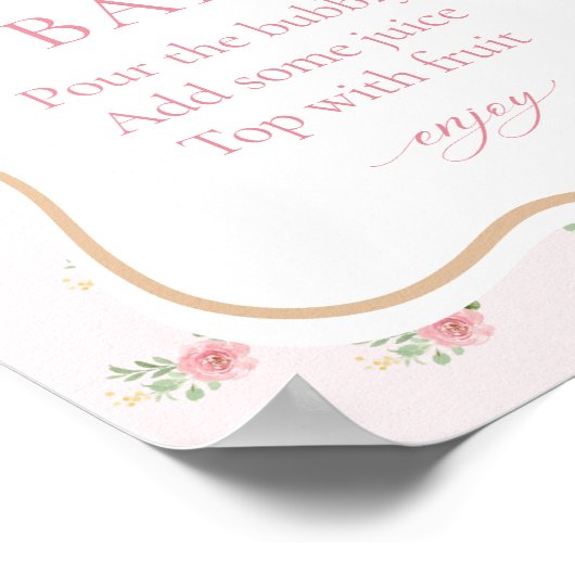 ピンクティーパーティーブライダルシャワーミモザバー ポスター (角)