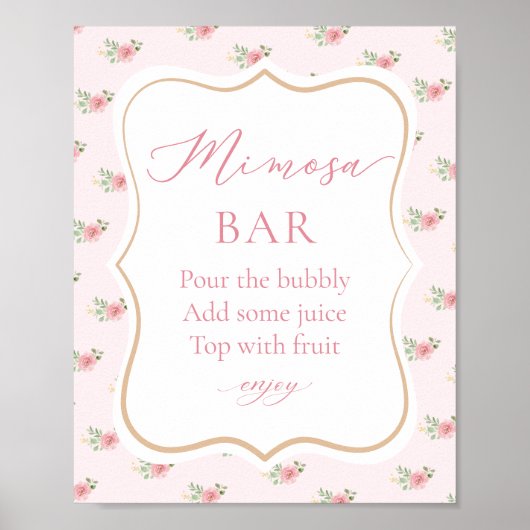 ピンクティーパーティーブライダルシャワーミモザバー ポスター (正面)