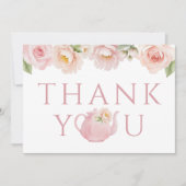 ピンクティーパーティーベビーシャワーサンキューカード サンキューカード (正面)