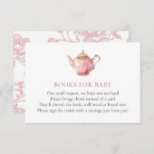 ピンクティーパーティーベビーシャワーベビーカード帳 招待状 (正面/裏面)