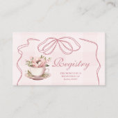 ピンクティーパーティーベビーシャワーレジストリ エンクロージャーカード (正面)