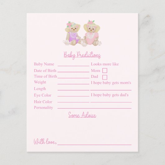 ピンクティーパーティーベビーシャワー予測とアドバイス (正面)