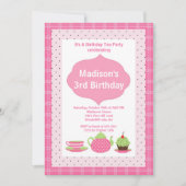 ピンクティーパーティー写真誕生日パーティーの招待 招待状 (正面)