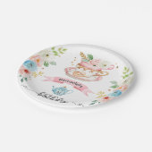 ピンクティーパーティー誕生日紙プレート ペーパープレート (アングル)