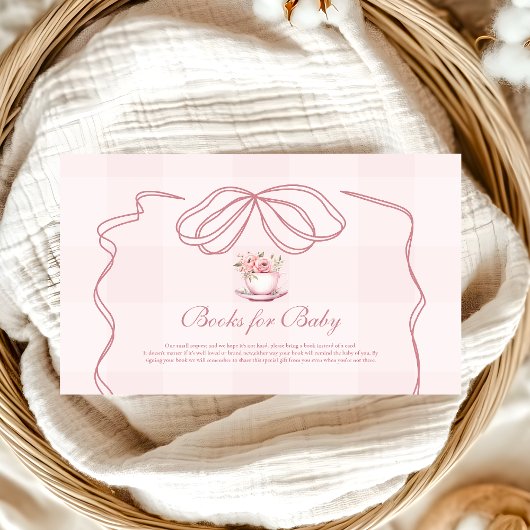 ピンクティーパーティー赤ちゃんシャワーベビー本 エンクロージャーカード