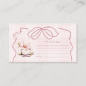 ピンクティーパーティー赤ちゃんシャワーベビー用メモ エンクロージャーカード (正面)