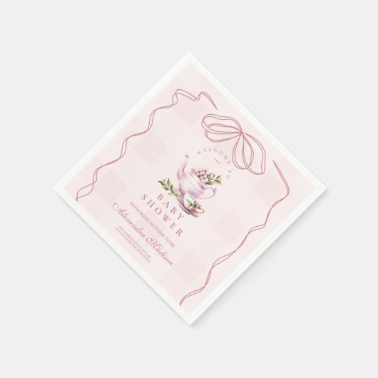 ピンクティーパーティー赤ちゃんシャワー スタンダードカクテルナプキン (角)