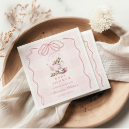 ピンクティーパーティー赤ちゃんシャワー スタンダードカクテルナプキン