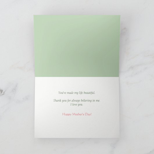 ピンクティーポットフローラリースマザーズデイ カード (内部)