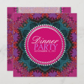 ピンクティール(緑がかった色)かわいらしレディースディナーパーティの招待状 招待状 (正面/裏面)