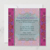 ピンクティール(緑がかった色)かわいらしレディースディナーパーティの招待状 招待状 (裏面)