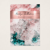 ピンクティール（緑がかった色）の水彩表示カード (正面)