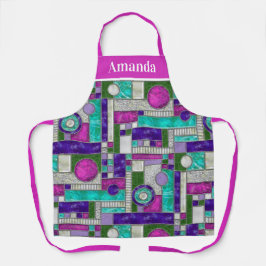 ピンクティール（緑がかった色）アールデコステンドグラス エプロン