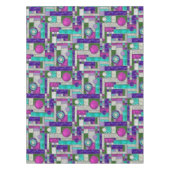 ピンクティール(緑がかった色)アールデコステンドグラス テーブルクロス (正面)