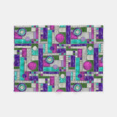 ピンクティール（緑がかった色）アールデコステンドグラス フリースブランケット (正面(横))