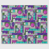 ピンクティール（緑がかった色）アールデコステンドグラス ラッピングペーパー (フラット)