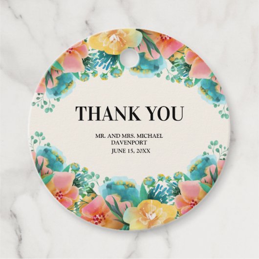 ピンクティール（緑がかった色）イエローウォーター色のフローラ フェイバータグ (正面)