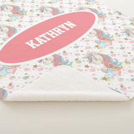 ピンクティール（緑がかった色）イエローユニコーンカラフル シェルパブランケット