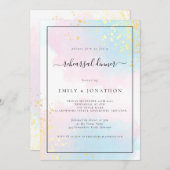 ピンクティール(緑がかった色)ウォーター結婚カラーのリハーサルディナー 招待状 (正面/裏面)